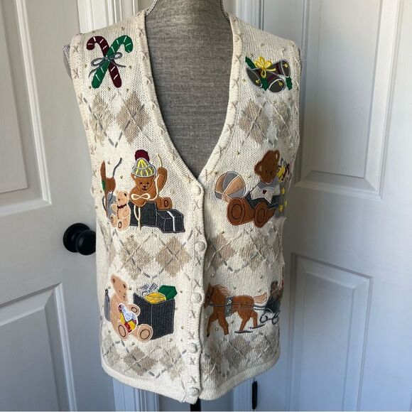 Vintage DESIGNERS STUDIO ORIGINALS CHRISTMAS VEST SIZE M - Picture 1 of 4